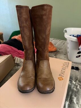 Patrizia Classic Tall Over-the-Knee Boots in Brown Leather